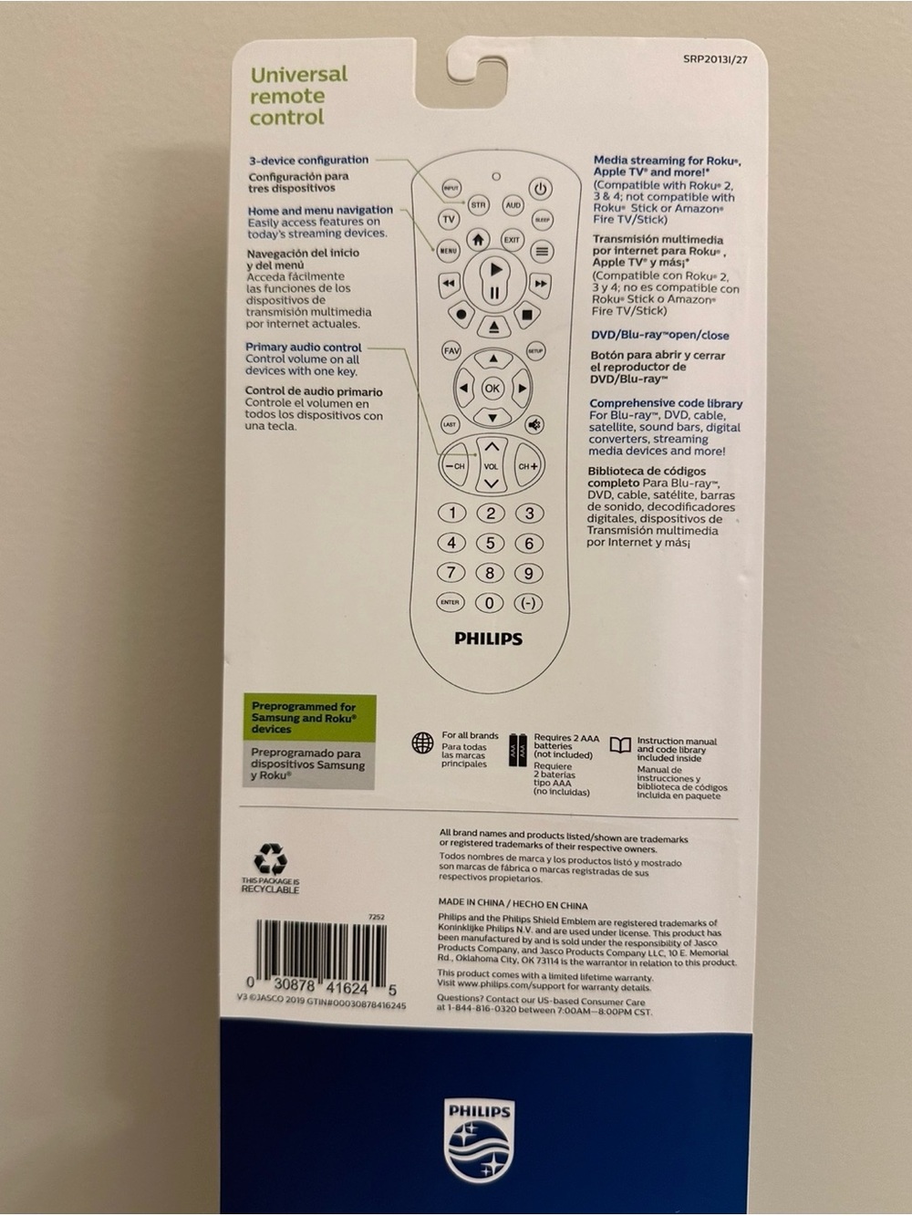 Philips Blue Universal Remote Control - Picture 3 of 3